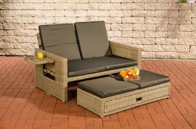 Polyrattan 2er Lounge Sofa natura/ anthrazit Gartensofa Couch Outdoor Sonnenliege