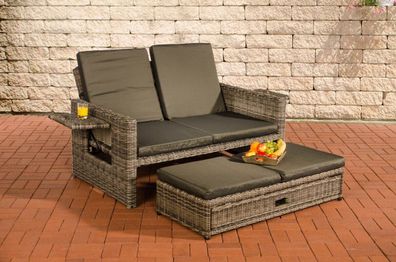 Polyrattan 2er Lounge Sofa grau/ anthrazit Gartensofa Couch Outdoor Sonnenliege