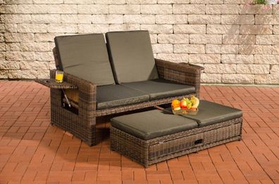 Polyrattan 2er Lounge Sofa braun/ anthrazit Gartensofa Couch Outdoor Sonnenliege