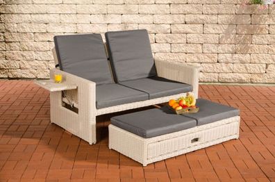 Polyrattan 2er Lounge Sofa weiß / grau Gartensofa Couch Terrasse Outdoor Liege