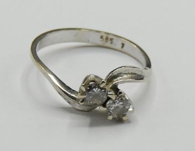 Weißgold Doppel Solitär Ring 0.50 Carat Diamant Brillant 585 Gold