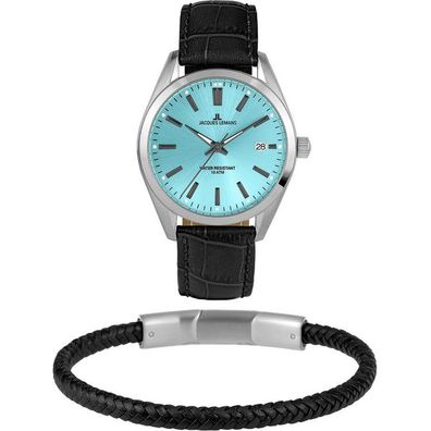 Uhr -Set - Derby 43mm - türkis - Armband Leder