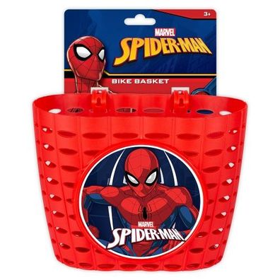 Kinder Fahrrad Lenkerkorb "Spiderman", rot, für Dinos, Superhelden & Co