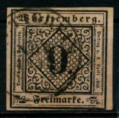 Württemberg Ausgabe VON 1851 Nr 4a gestempelt gepr. X71380A