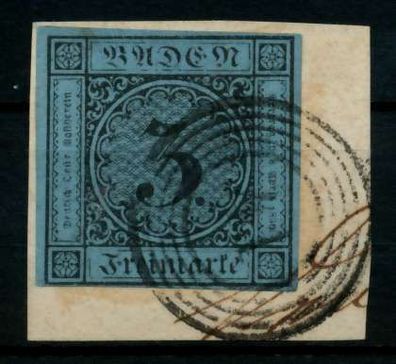 BADEN Ausgaben VON 1851 - 1858 Nr 8 gestempelt Briefstück X744A02