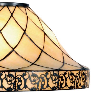 LumiLamp Lampenschirm Tiffany Ø 45x28 cm Beige Braun Glas Dreieck