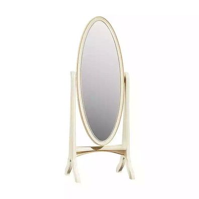 Wohnzimmer Bodenspiegel Spieglein Holzrahmen Oval weiß Standspiegel Spiegel