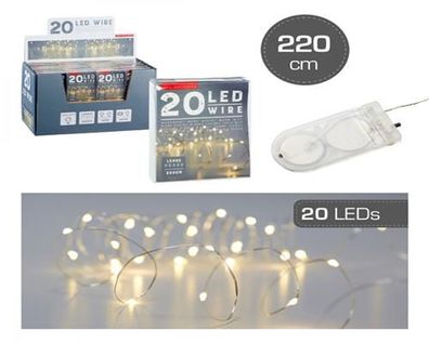 Lichterkette Mikro, 20 LED, Knopfzelle, 220cm