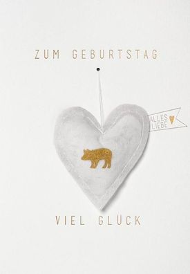 Karte "Zum Geburtstag viel Glück" , Herz, Schweinchen, 62691 1 St