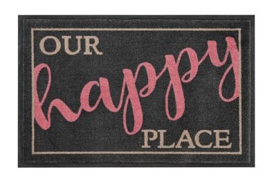 Gift Company Waschbare Fußmatte 'Our Happy Place' grau, 1022301004 1 St