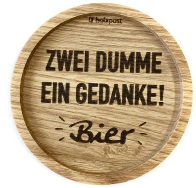 Untersetzer aus Eiche, Gedanke - Bier, graviert und geölt, BD486 1 St