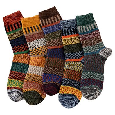 Herren-Socken aus dicker Wolle, thermisch, warm, für den Winter, Crew-Socken