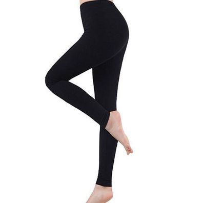 Fleecegefütterte Leggings- hoch tailliertes Winter-Yoga-FleeceThermohose schwarz