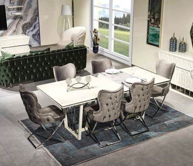 Luxus Esszimmer Set 7tlg. Esstisch Stühle modern Möbel Design Tisch