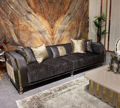 Luxus Dreisitzer Luxus Glänzend Samt Sofa 3 Sitzer Wohnzimmer Sofas Textil