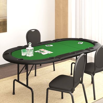 vidaXL Pokertisch Klappbar 10 Spieler Grün 206x106x75 cm