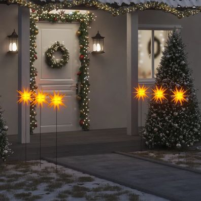 vidaXL LED-Weihnachtssterne 3 Stk. mit Erdspießen Faltbar Gelb 35 cm