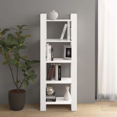 vidaXL Bücherregal/ Raumteiler Weiß 60x35x160 cm Massivholz