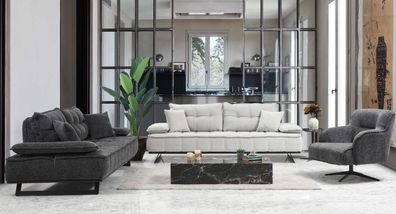 Sofagarnitur 3 + 3 + 1 Sitzer Textil Modern Komplett Sessel Sofa 3 Sitzer Luxus