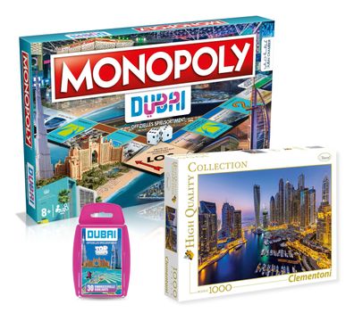 Monopoly - Dubai + Top Trumps & Puzzle (1000 Teile) Bundle Sparpaket 3er Set