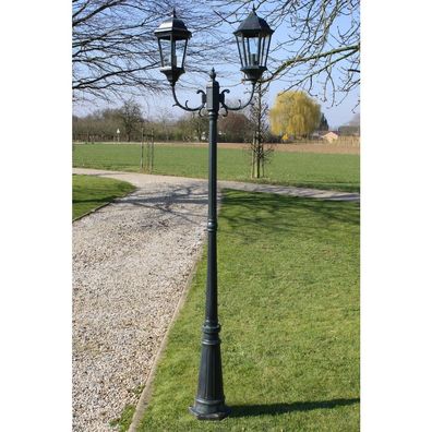 vidaXL Gartenlaterne 2-flammig 230 cm Dunkelgrün/ Schwarz Aluminium