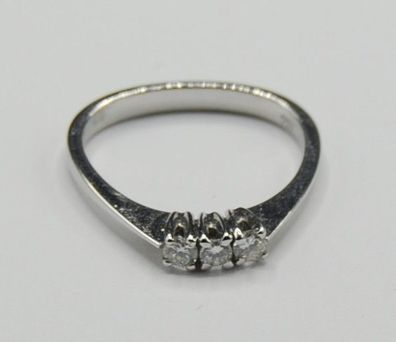 Weißgold Solitär Ring 3x Diamant Brillant 0.15 Carat 750 Gold Neu wertig