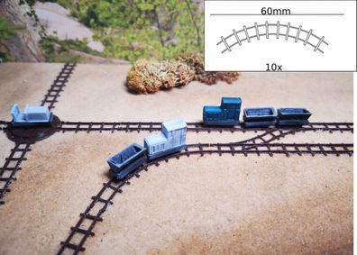 10 x Feldbahn Schienen Spur N Bogen | Bausatz