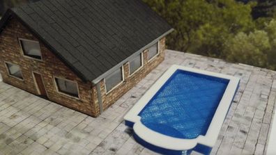 2 X Swimmingpool | Pool mit Treppe | Schwimmbad | Bausatz 1:160 | Spur N |