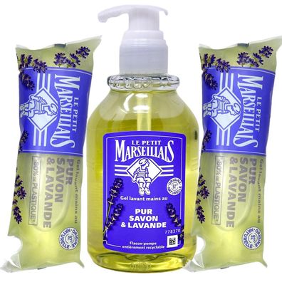 Le Petit Marseillais Flüssigseife pur Savon mit Lavendelöl und 2x Nachfüllpack