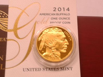 Original 50$ 2014 PP USA Buffalo Büffel 1 Unze 31,1g Gold (9999er) ##