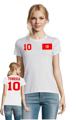 Fußball Handball EM WM Fun Damen Shirt Trikot Tunesien Tunisia Wunschname Nummer