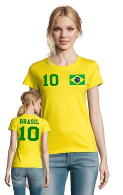 Fußball WM Weltmeister Damen Shirt Trikot Brasilien mit Wunschname NUMMER Copa