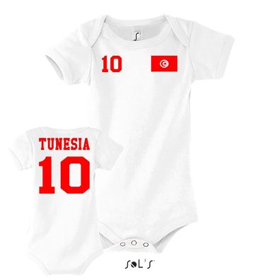 Fußball Football EM WM Baby Strampler Body Tunesien Tunesia Wunschname Nummer