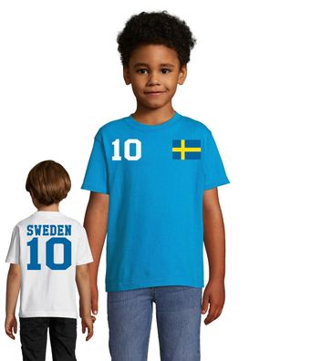Fußball Hand EM WM Meister Kinder Shirt Trikot Schweden Sweden Wunschnummer Name