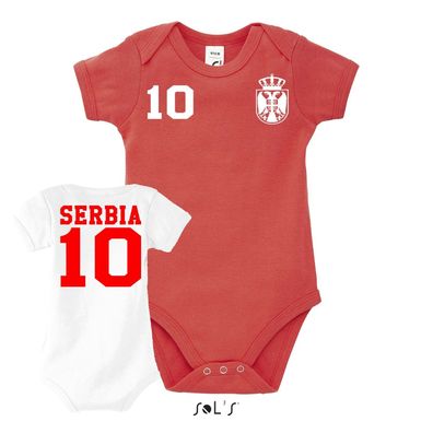 Fußball EM WM MeisterBaby Strampler Body Trikot Serbien Serbia Wunschname Nummer