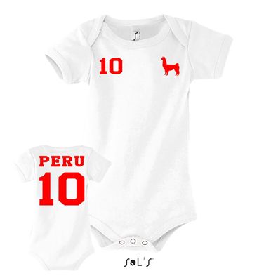 Fußball Copa America WM Baby Strampler Body Shirt Trikot Peru Wunschname Nummer