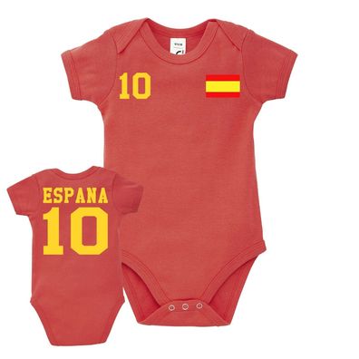 Fußball Hand EM WM Baby Strampler Body Trikot Spanien Espana Wunschname Nummer