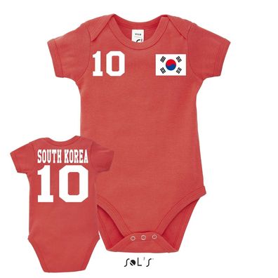 Fußball Soccer EM WM Baby Strampler Body Südkorea South Korea Wunschname Nummer