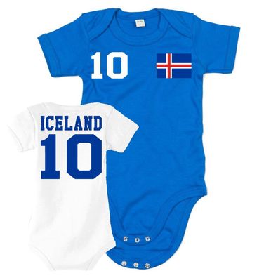 Fußball Hand Meister EM WM Baby Strampler Body Island Iceland Wunschname Nummer