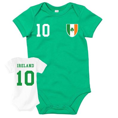 Fußball EM WM Baby Strampler Body Trikot Irland Ireland mit Wunschname + NUMMER