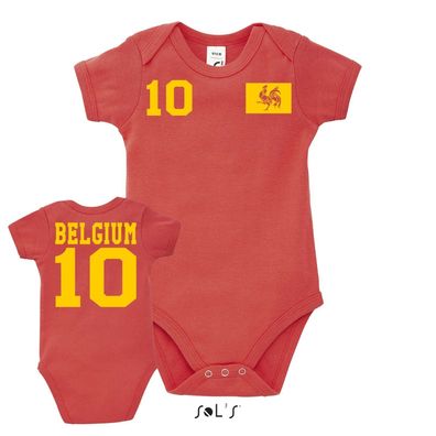 Fußball EM WM Baby Fun Strampler Body Trikot Belgien Belgium Wunschname Nummer