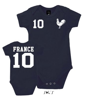 Fußball Handball EM WM Baby Strampler Body Frankreich France Wunschname Nummer