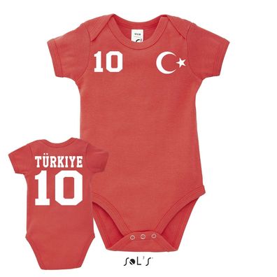 Fußball EM WM Baby Fun Strampler Body Trikot Türkei Türkiye Turkey Wunschnummer