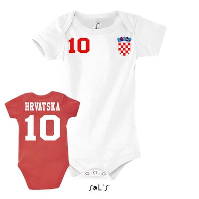 Fußball EM WM Baby Strampler Body Kroatien Croatia Hrvatska Wunschname Nummer