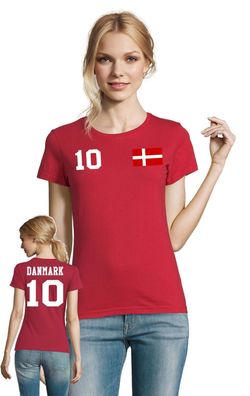 Fußball Handball EM WM Fun Damen Shirt Trikot Dänemark Danmark Wunschname Nummer