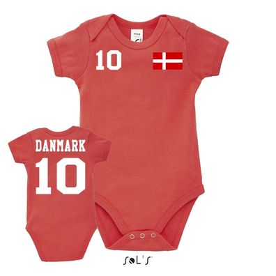 Fußball EM WM Baby Strampler Body Dänemark Danmark Denmark Wunschname Nummer