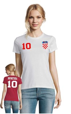 Fußball EM WM Damen Fun Shirt Trikot Kroatien Croatia Hrvatska Wunschname Nummer
