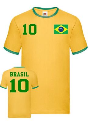 Fußball Weltmeister EM WM Herren Fun Shirt Trikot Brasilien Wunschname NUMMER