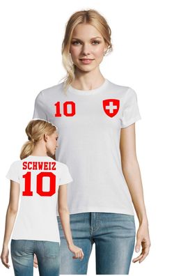 Fußball Handball EM WM Damen Shirt Trikot Schweiz Switzerland Wunschname Nummer