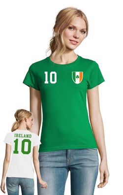 Fußball EM WM Damen T-Shirt Trikot Irland Ireland mit Wunschname+ NUMMER lustig